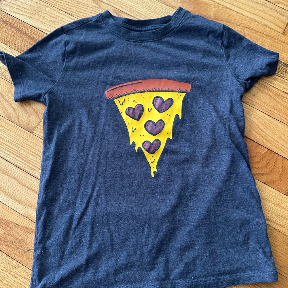 Kids' Navy Blue Pizza Heart T-Shirt